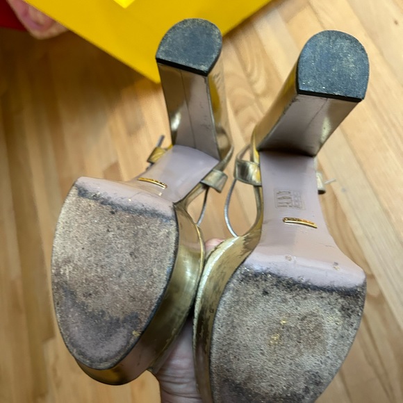 Sz 40 Gucci Gold Platform Shoes Gold - Picture 6 of 8